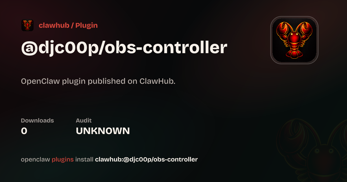 OBS Controller — ClawHub Plugins