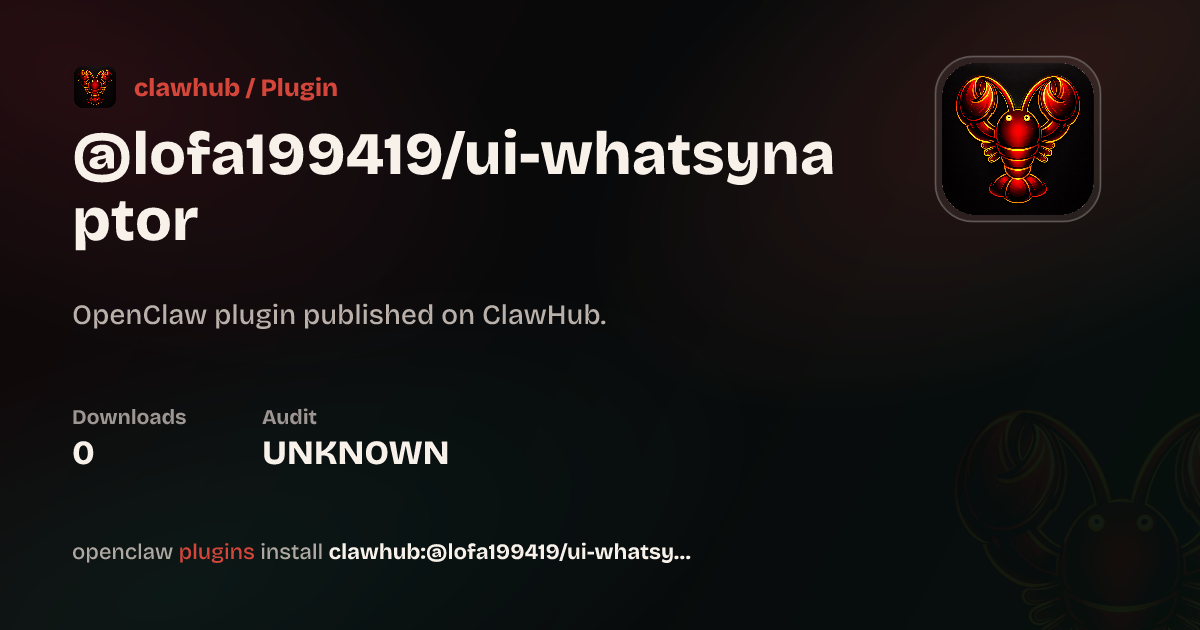 UI Whatsynaptor — ClawHub Plugins
