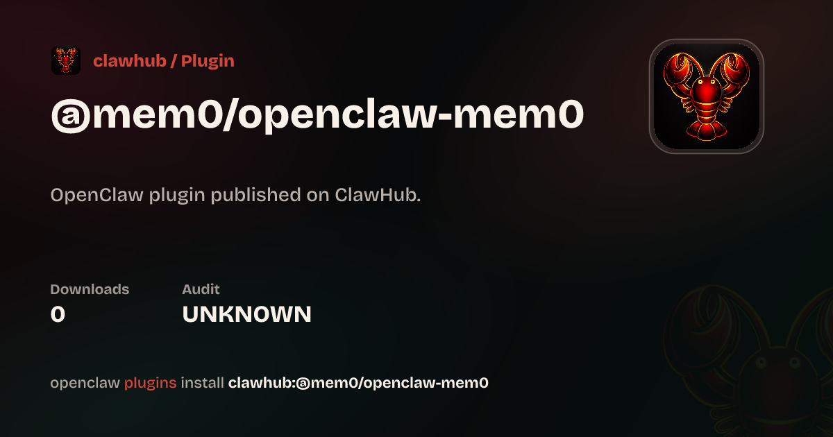 Mem0 Plugin — ClawHub Plugins