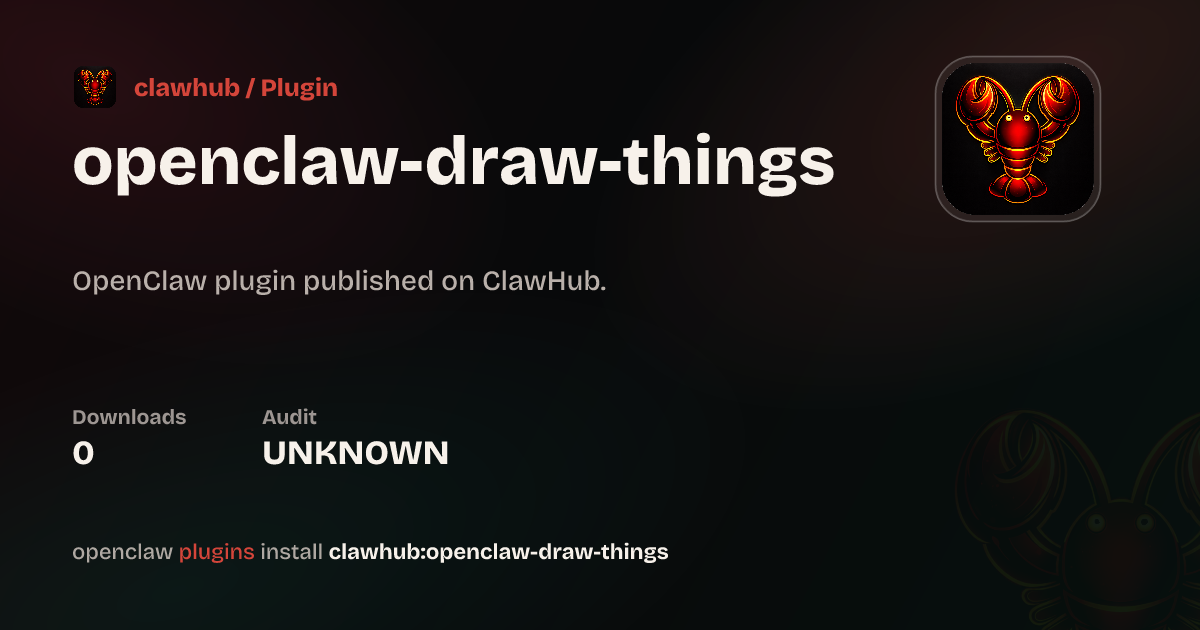 Draw Things Image Generation — ClawHub Plugins