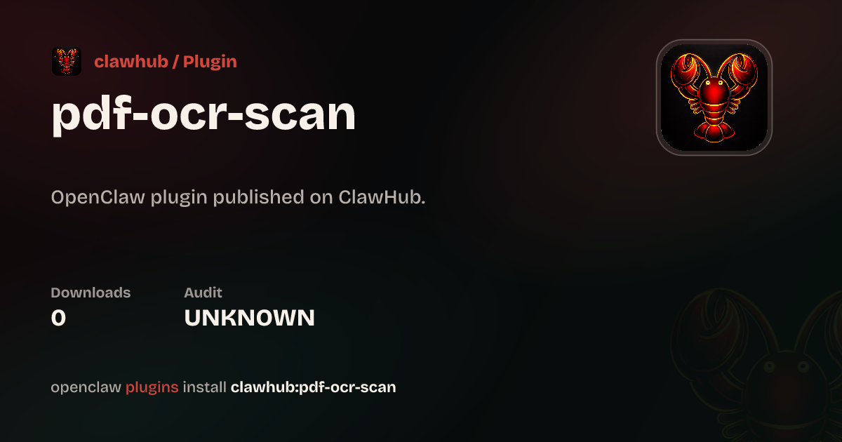 PDF & Image OCR — ClawHub Plugins