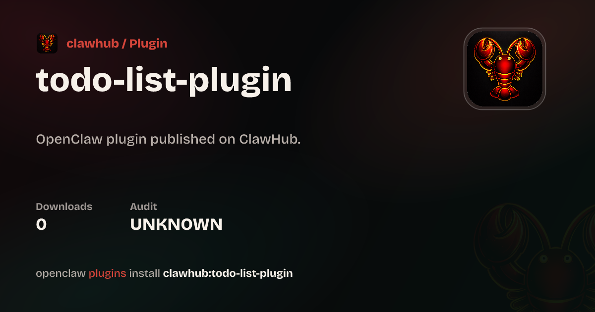 todo-list-plugin — ClawHub Plugins