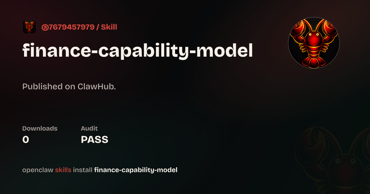Finance Capability Model — ClawHub