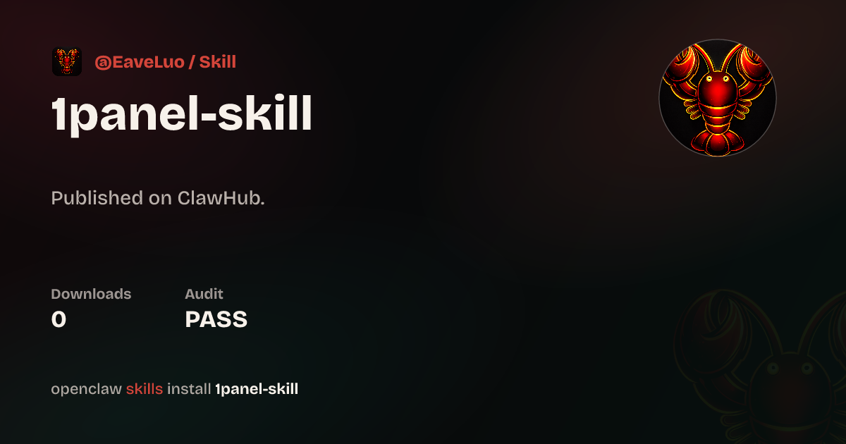 ClawScan security · 1panel Skill — ClawHub