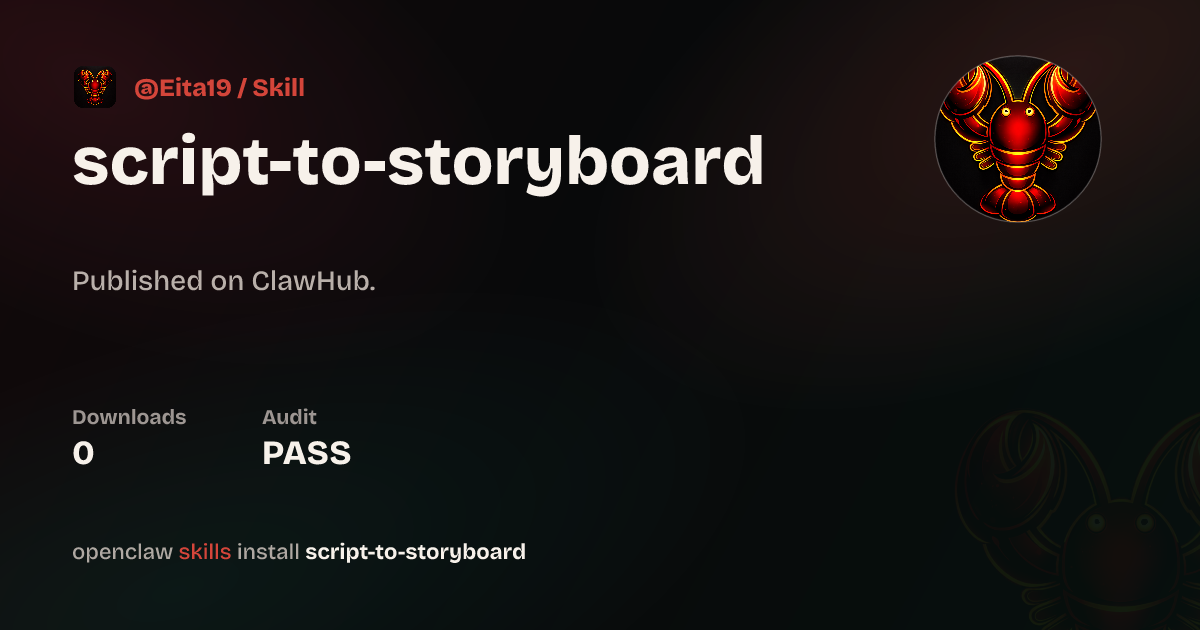 Static analysis security · Script to Storyboard — ClawHub