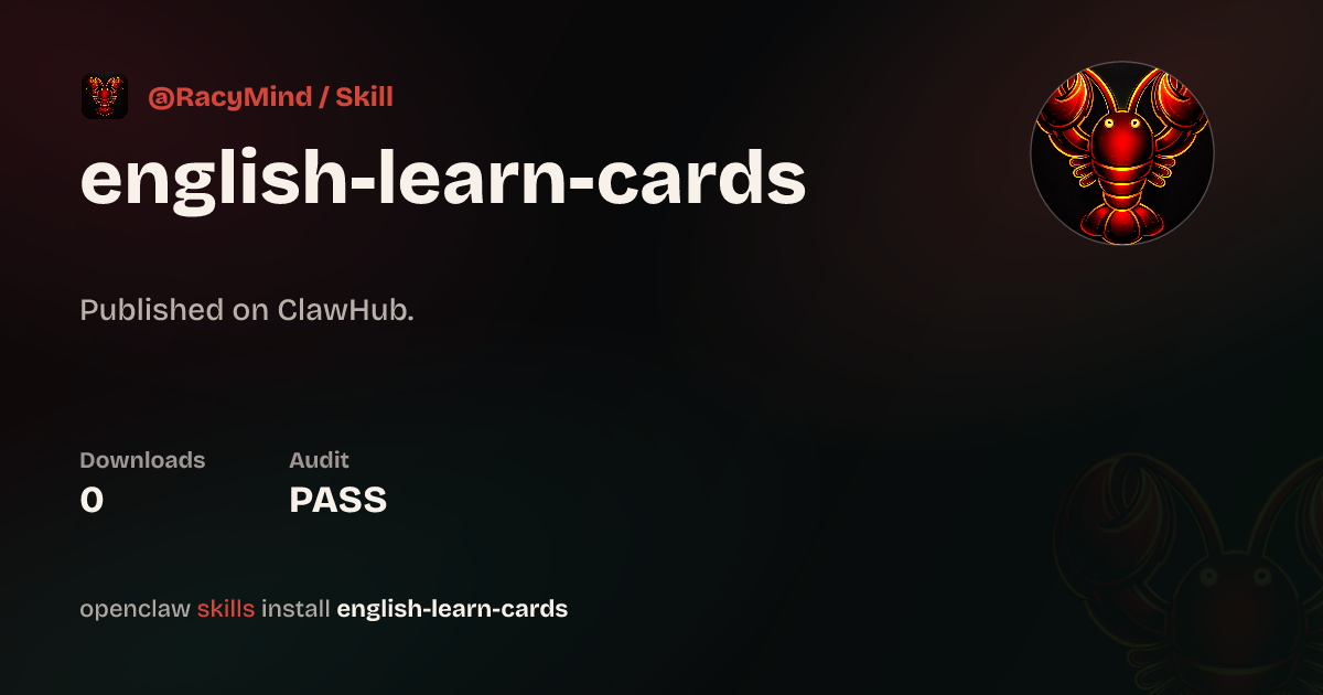 Static analysis security · English Learn Cards — ClawHub