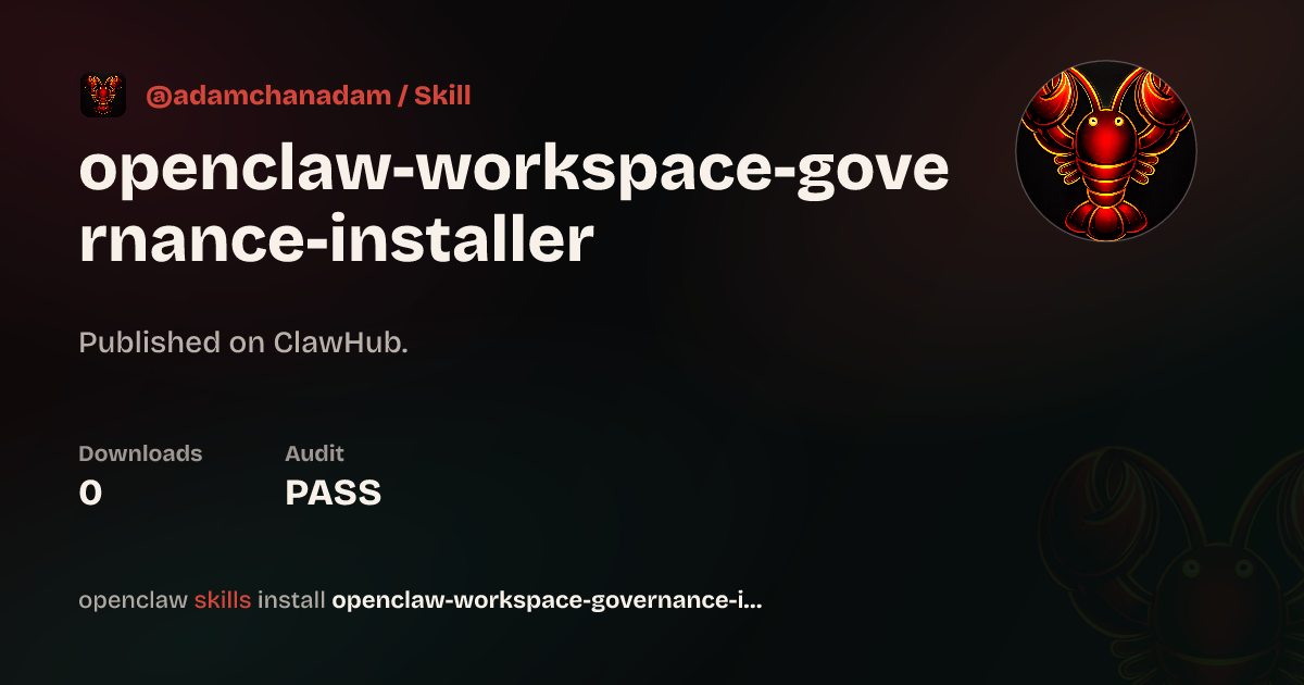 VirusTotal security · Openclaw Workspace Governance Installer — ClawHub