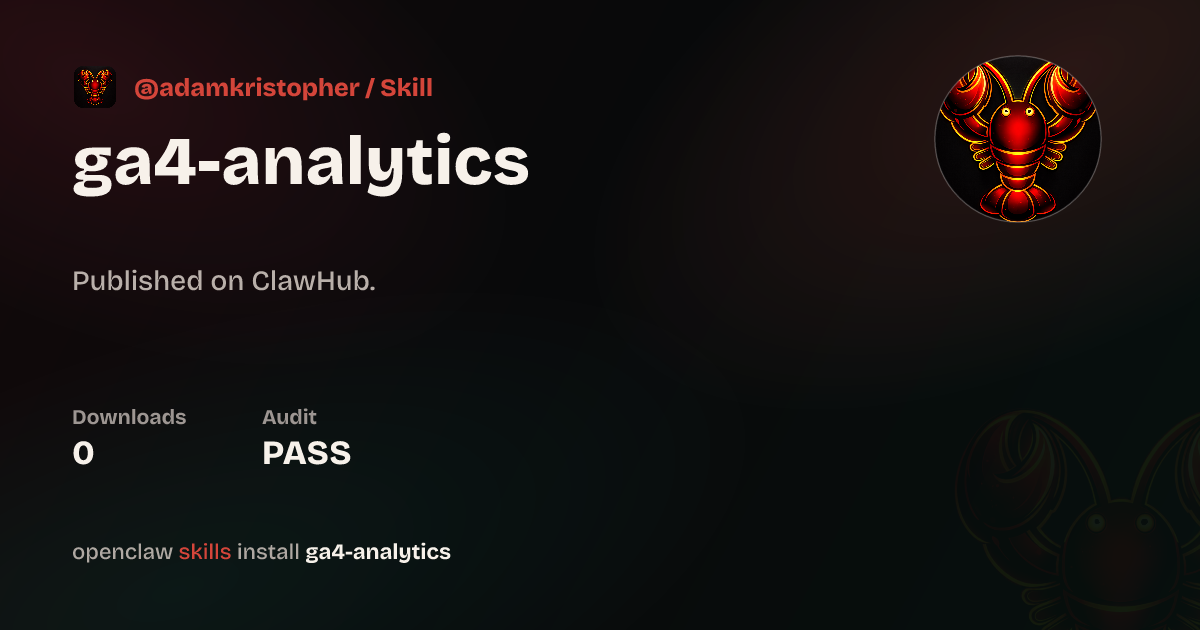 Static analysis security · GA4 Analytics — ClawHub