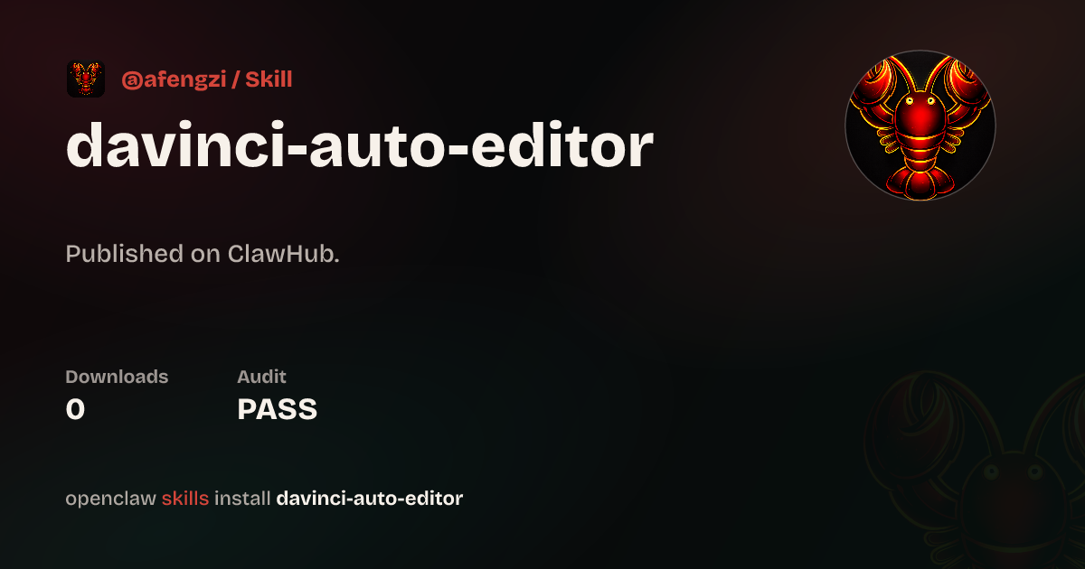 Static analysis security · DaVinci Auto Editor — ClawHub