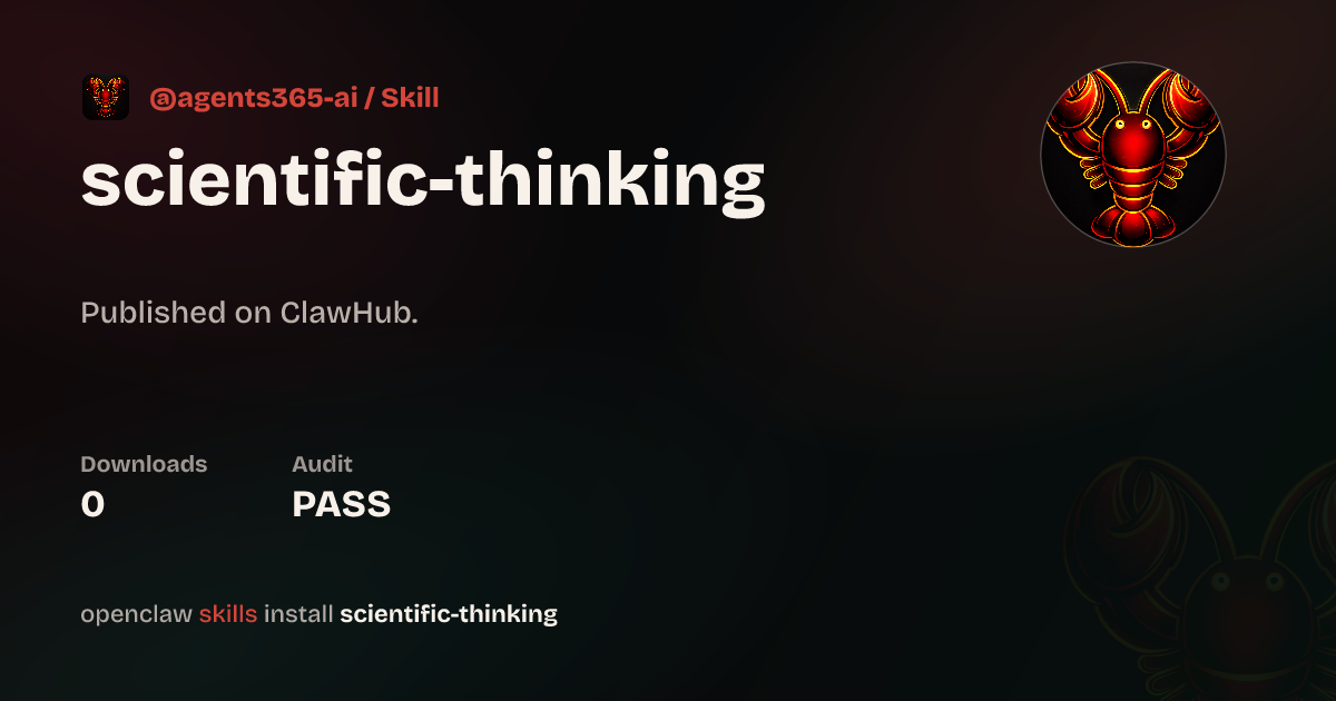 Static analysis security · Scientific Thinking — ClawHub