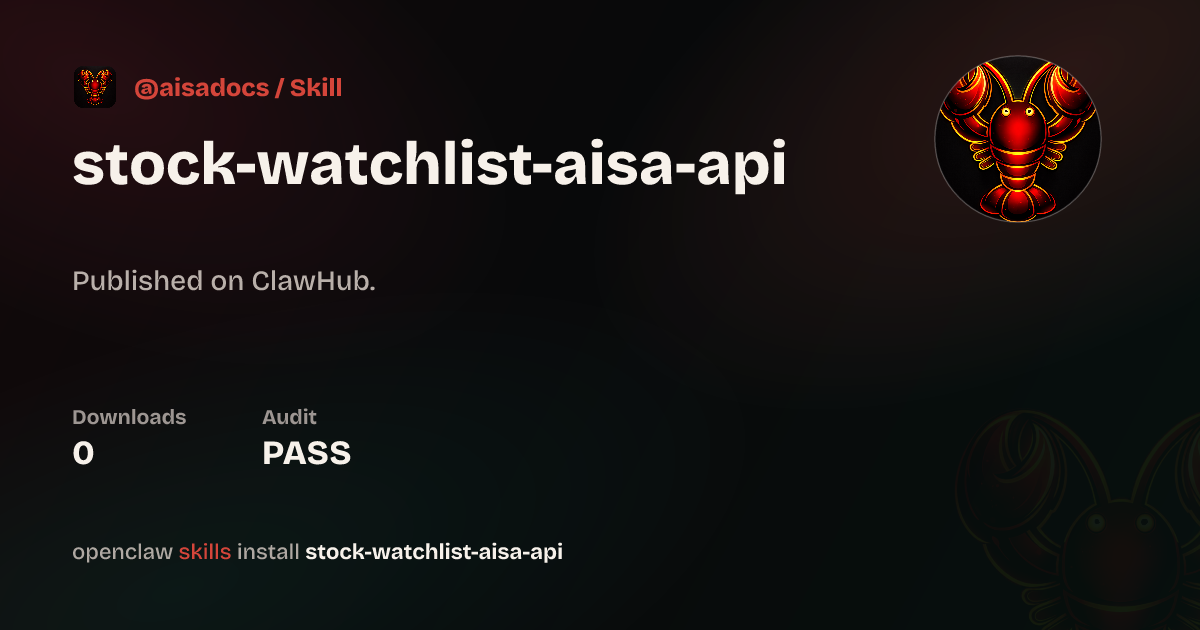 ClawScan security · stock-watchlist-aisa — ClawHub