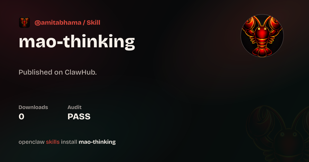 ClawScan security · maothinking — ClawHub