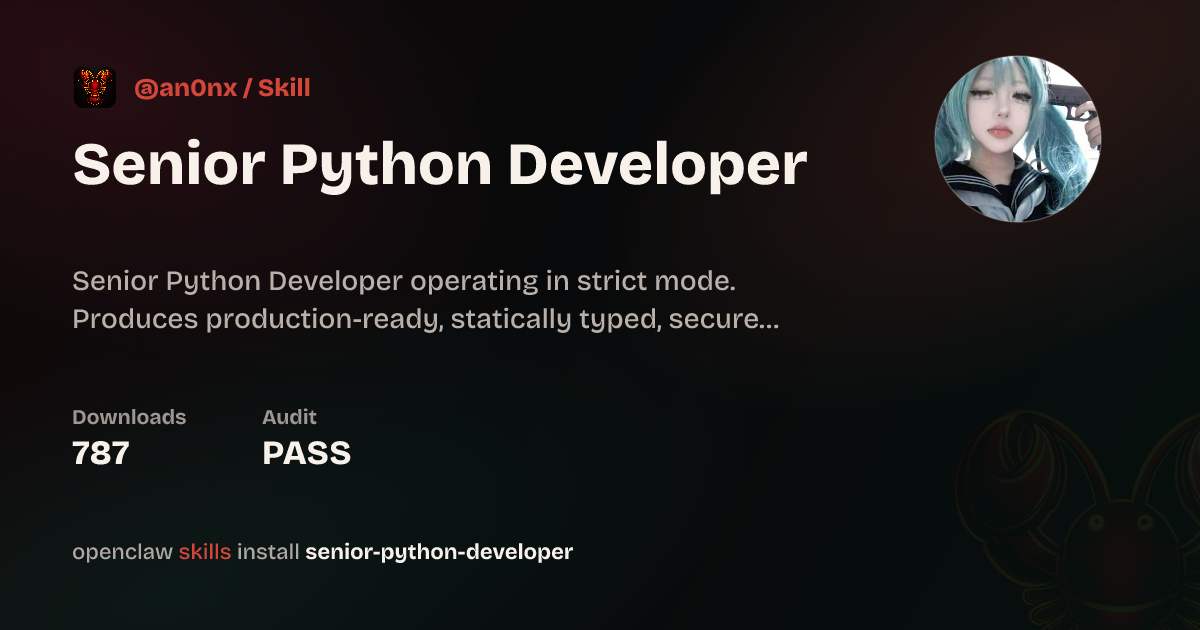 Senior Python Developer — ClawHub