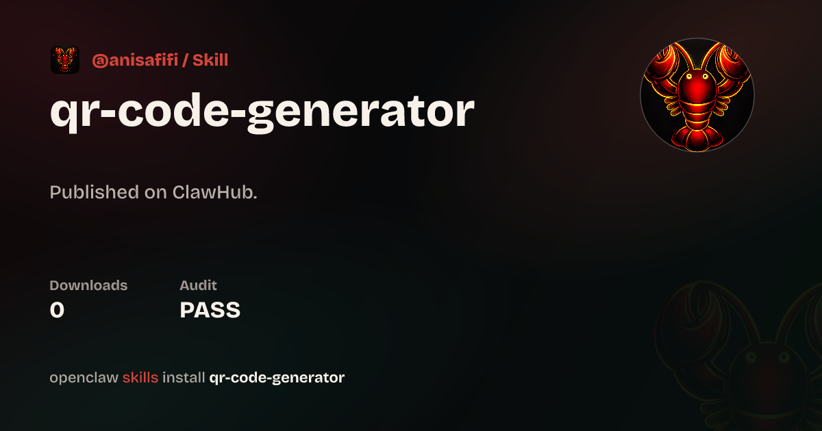 ClawScan security · Qr Code Generator — ClawHub