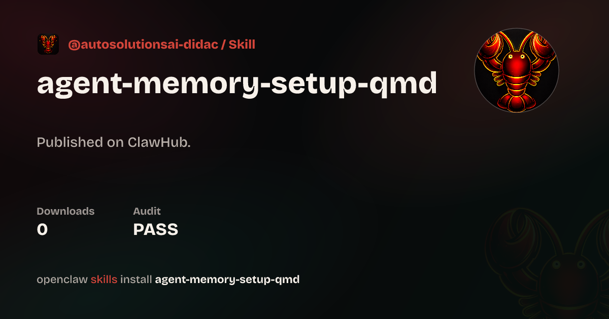 VirusTotal security · Agent Memory Setup — ClawHub
