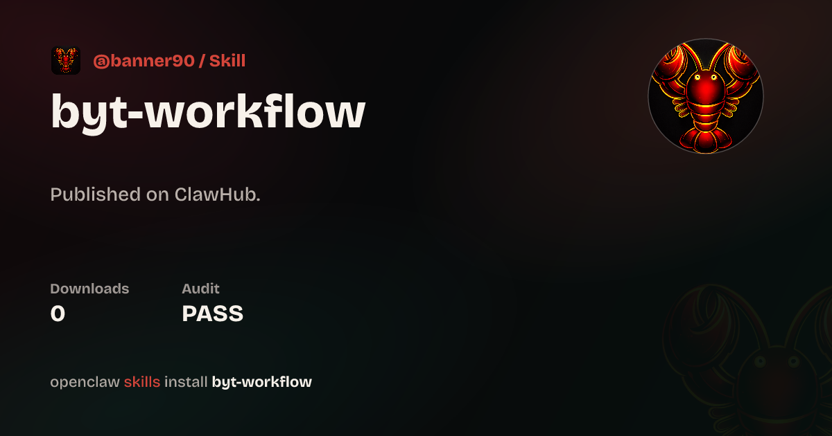 ClawScan security · Byt Workflow — ClawHub