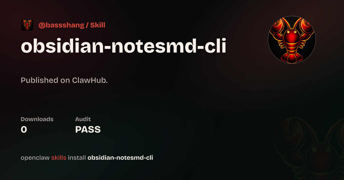 ClawScan security · Obsidian via notesmd-cli (obsidian-cli) — ClawHub