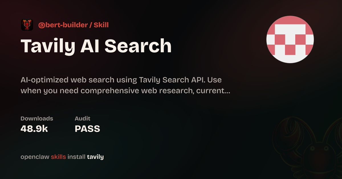Tavily AI Search — ClawHub