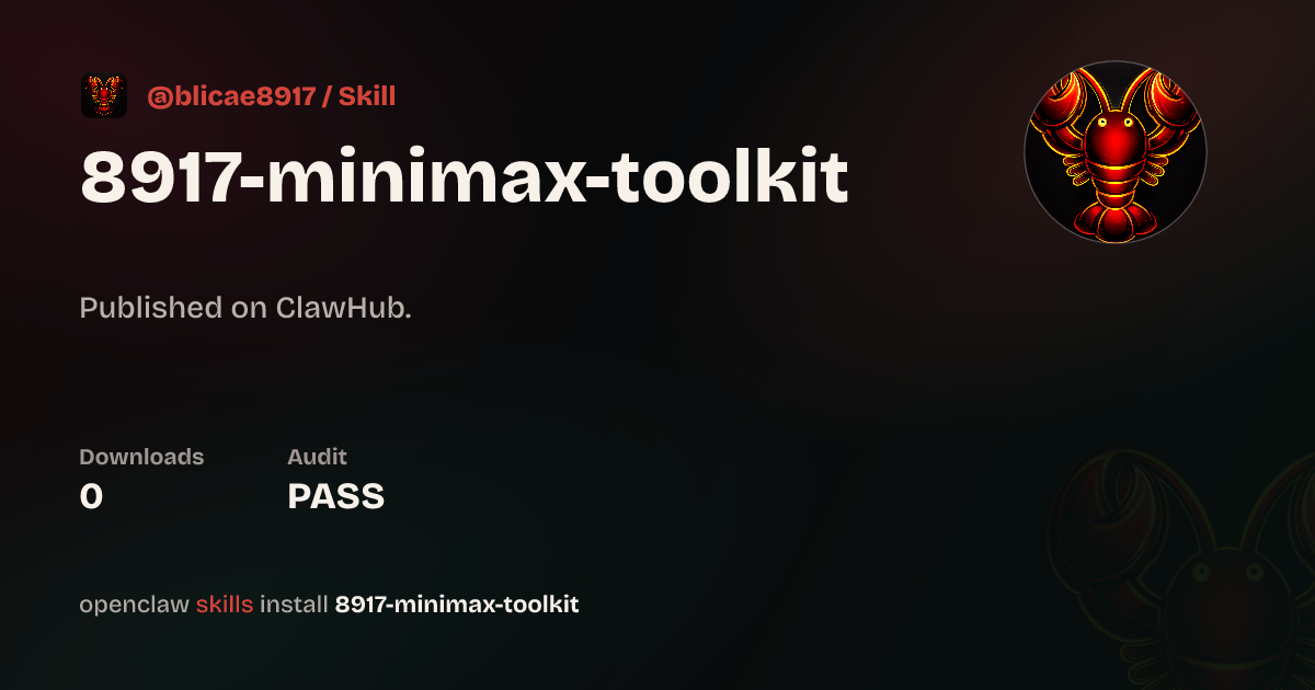 Static analysis security · 8917 Minimax Toolkit — ClawHub
