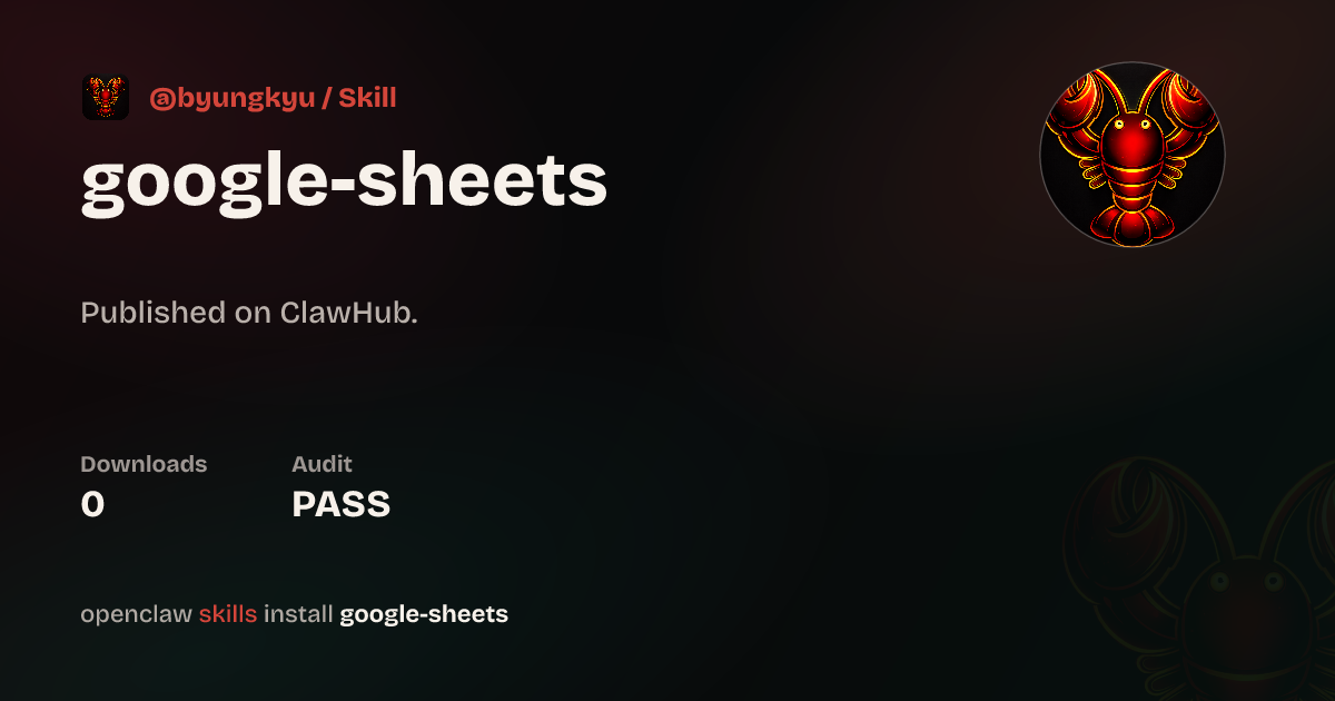 ClawScan security · Google Sheets — ClawHub