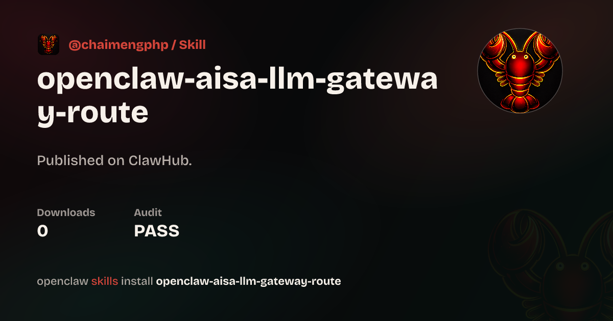 ClawScan security · One API key for 70+ AI models. Route to GPT, Claude ...