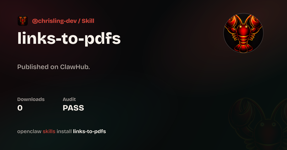 Links to PDFs — ClawHub