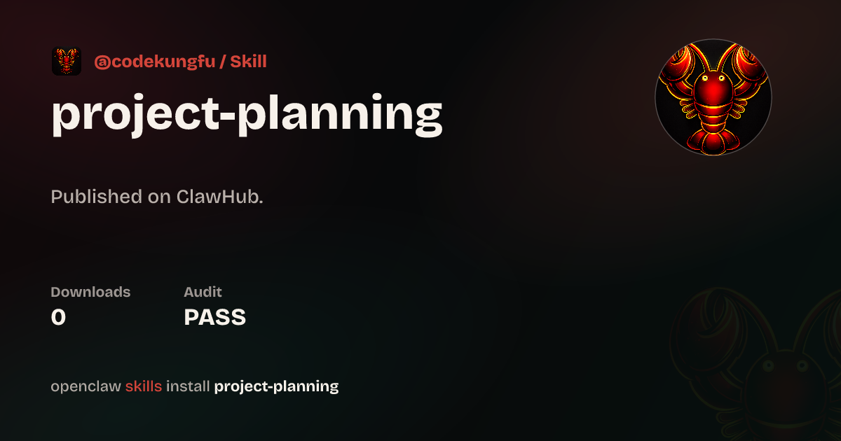 ClawScan security · Project Planning — ClawHub