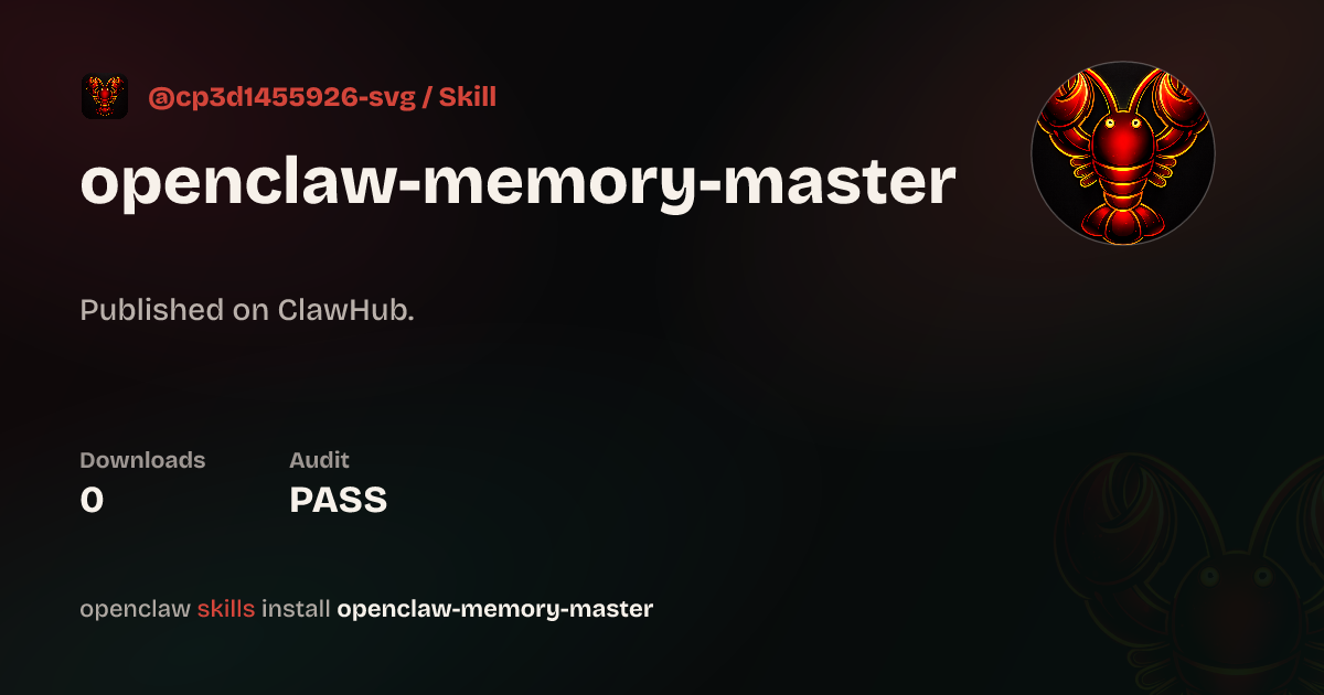 VirusTotal security · Openclaw Memory Master — ClawHub