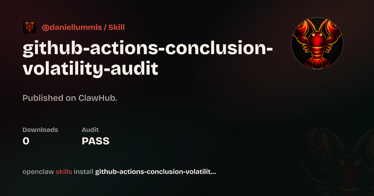 VirusTotal security · GitHub Actions Conclusion Volatility Audit — ClawHub