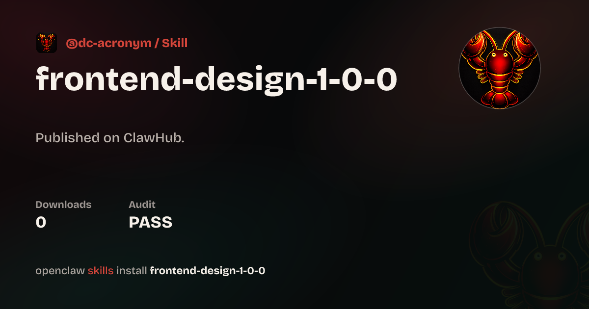 VirusTotal security · Frontend Design 1.0.0 — ClawHub