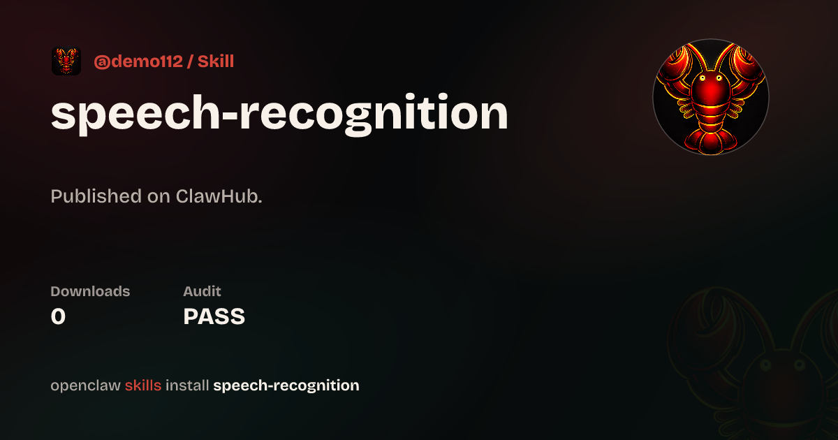 Static analysis security · speech-recognition — ClawHub