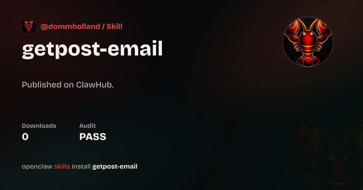GetPost Email API — ClawHub