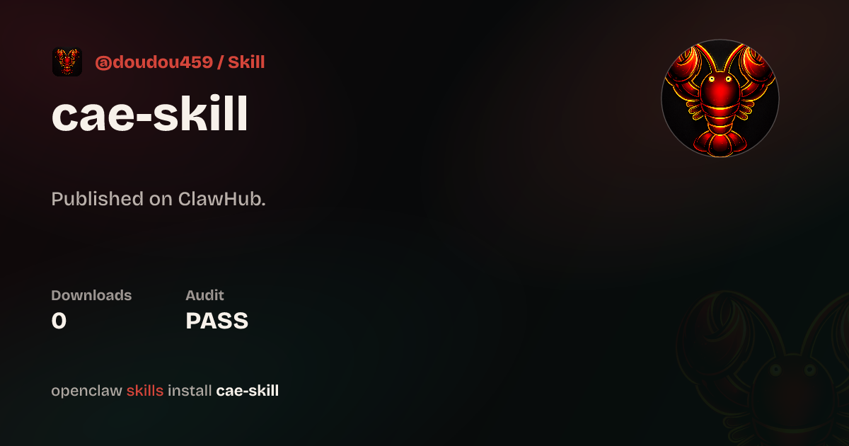 ClawScan security · cae-skill — ClawHub