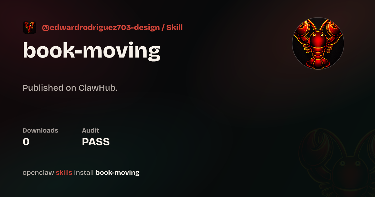 Book Moving — ClawHub