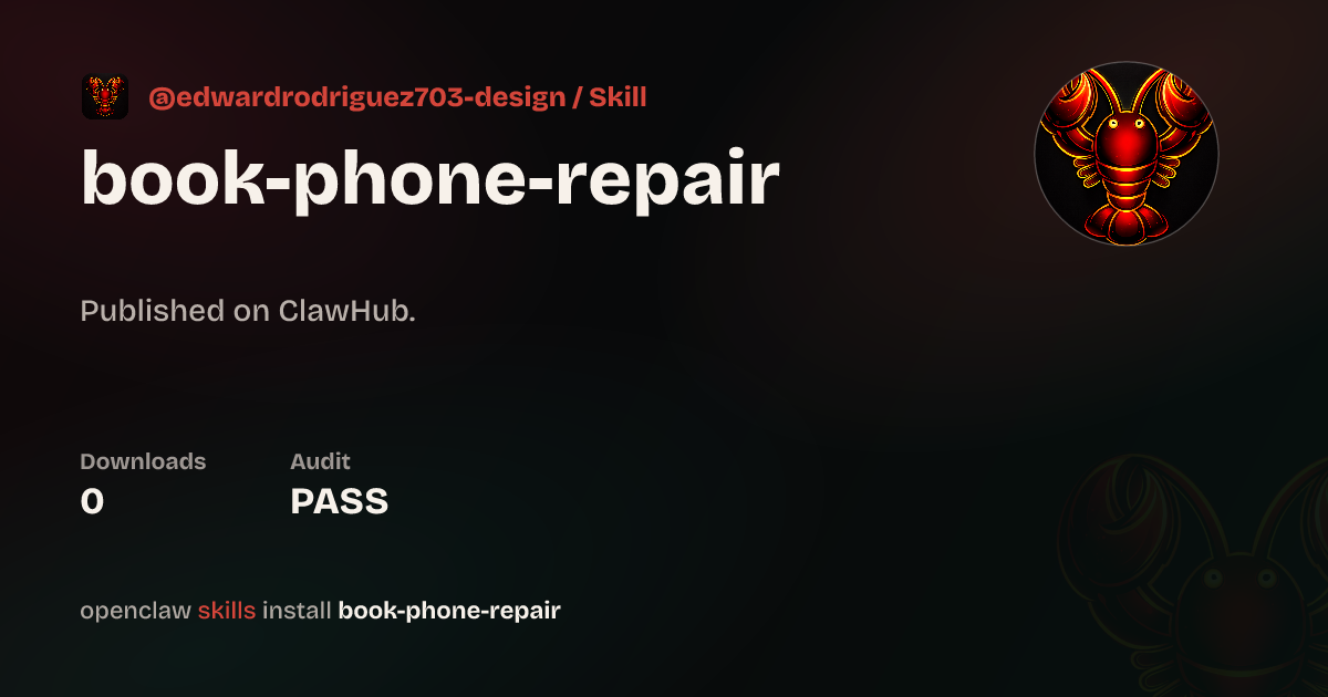 Book Phone Repair — ClawHub
