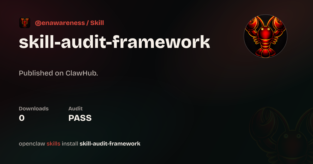Static analysis security · Skill Audit Framework — ClawHub