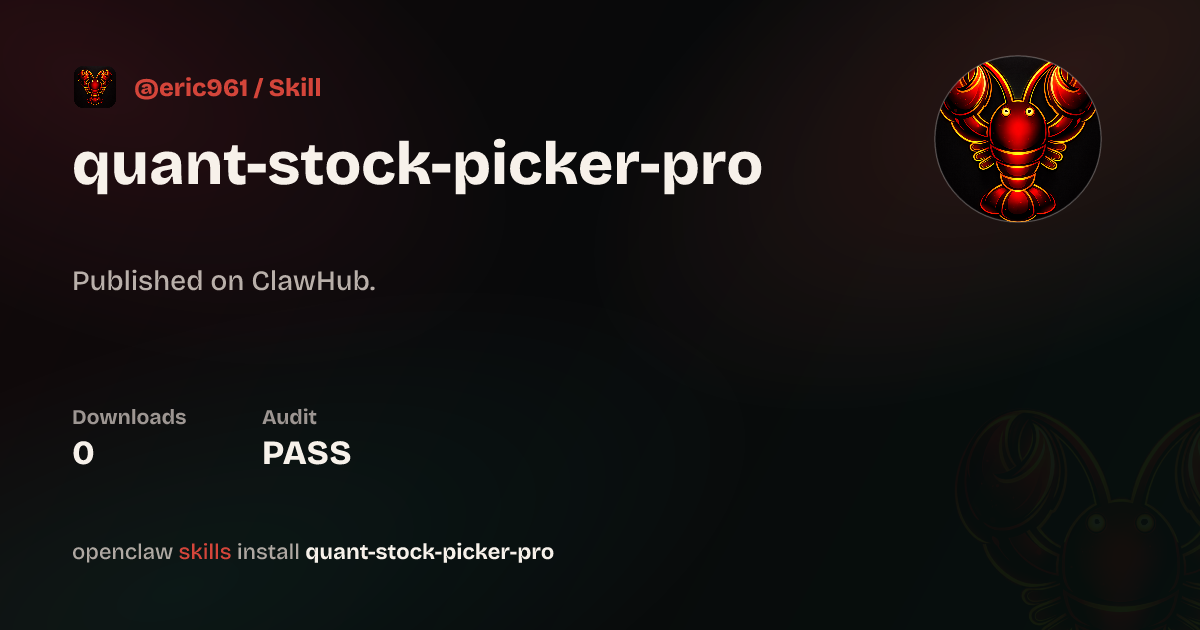 Static analysis security · Quant Stock Picker Pro — ClawHub