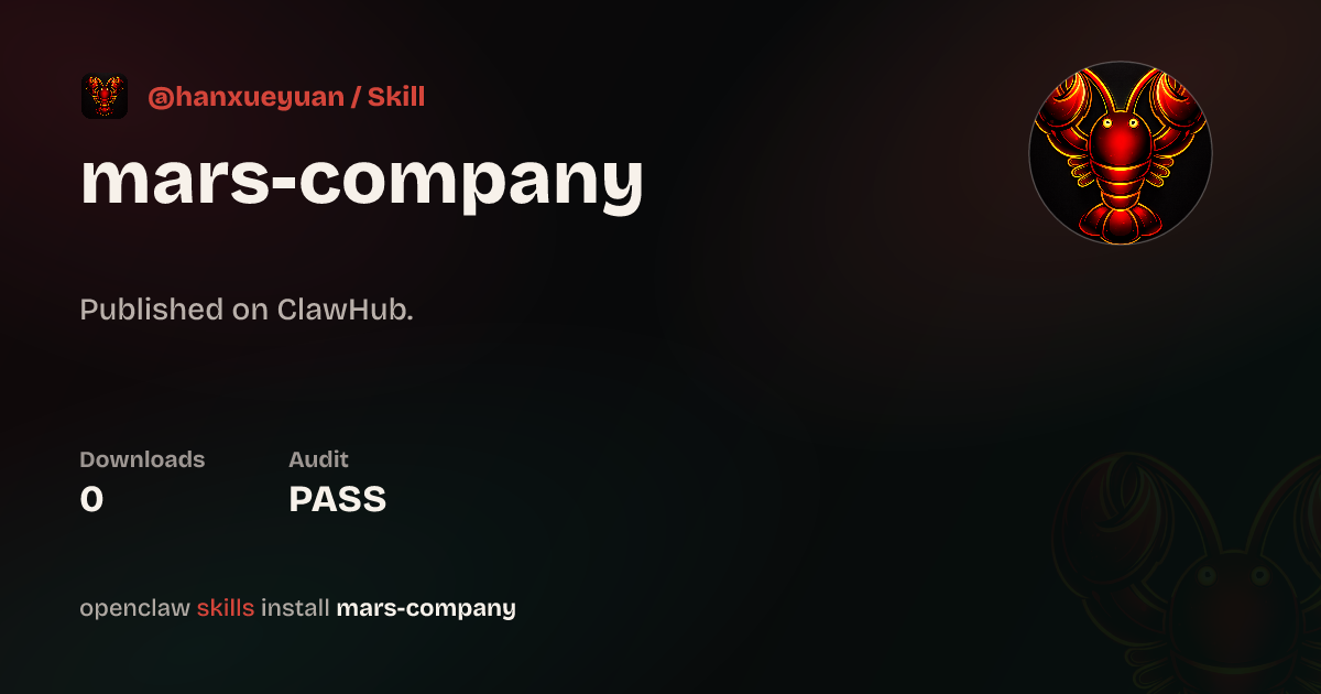 Static analysis security · Mars Company — ClawHub