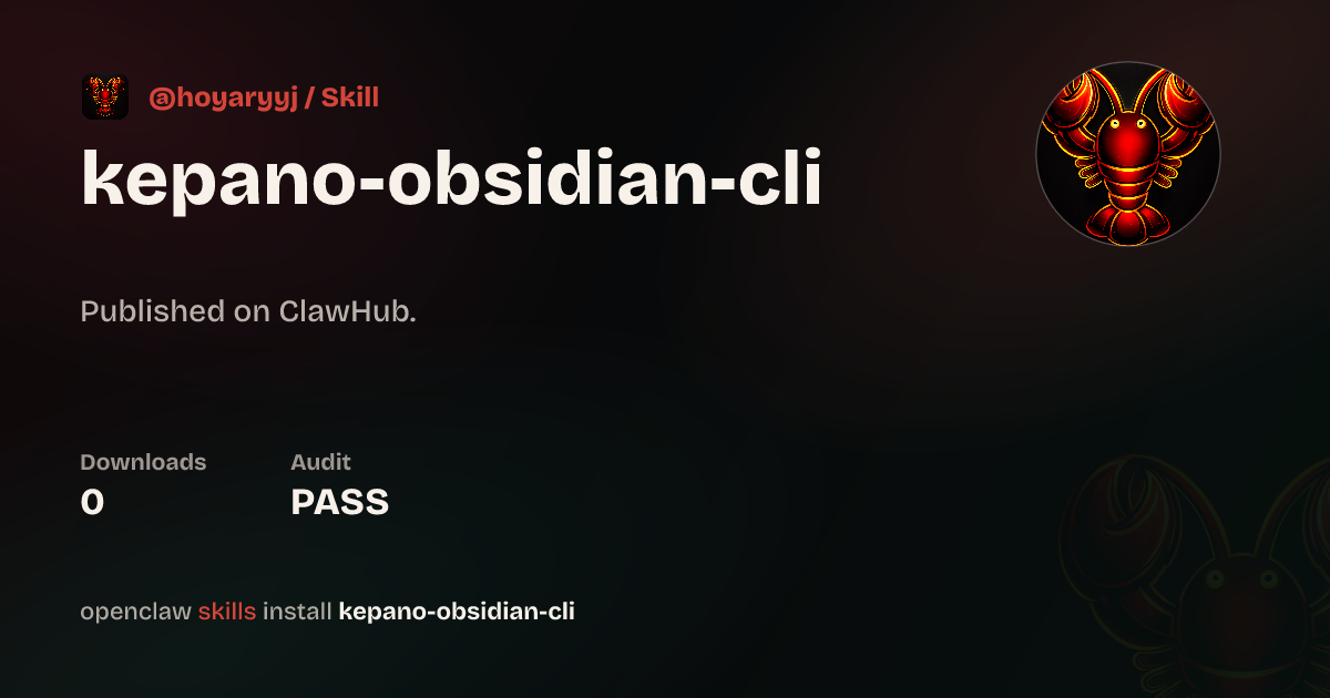 ClawScan security · Obsidian CLI (kepano) — ClawHub