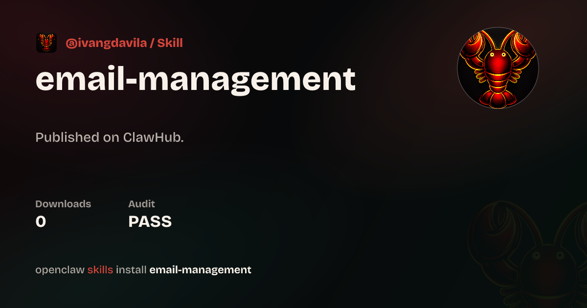 ClawScan security · Email Management — ClawHub