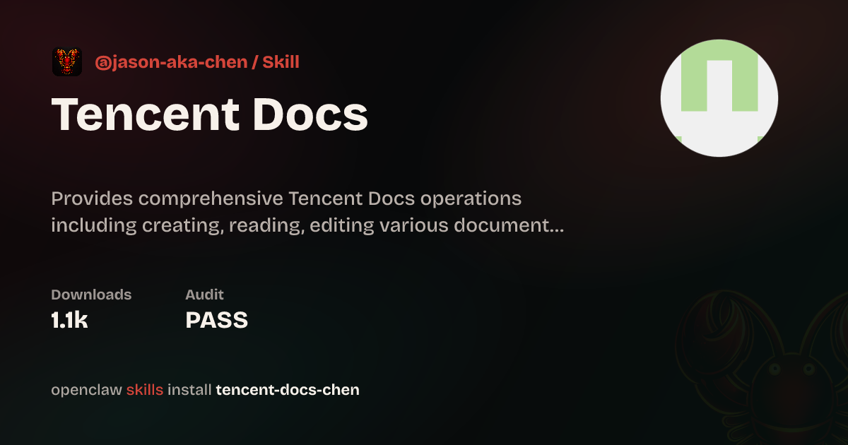 ClawScan security · Tencent Docs — ClawHub