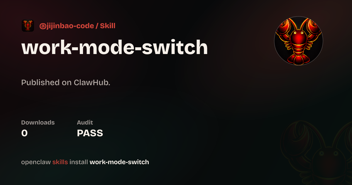 Static analysis security · Work Mode Switch — ClawHub