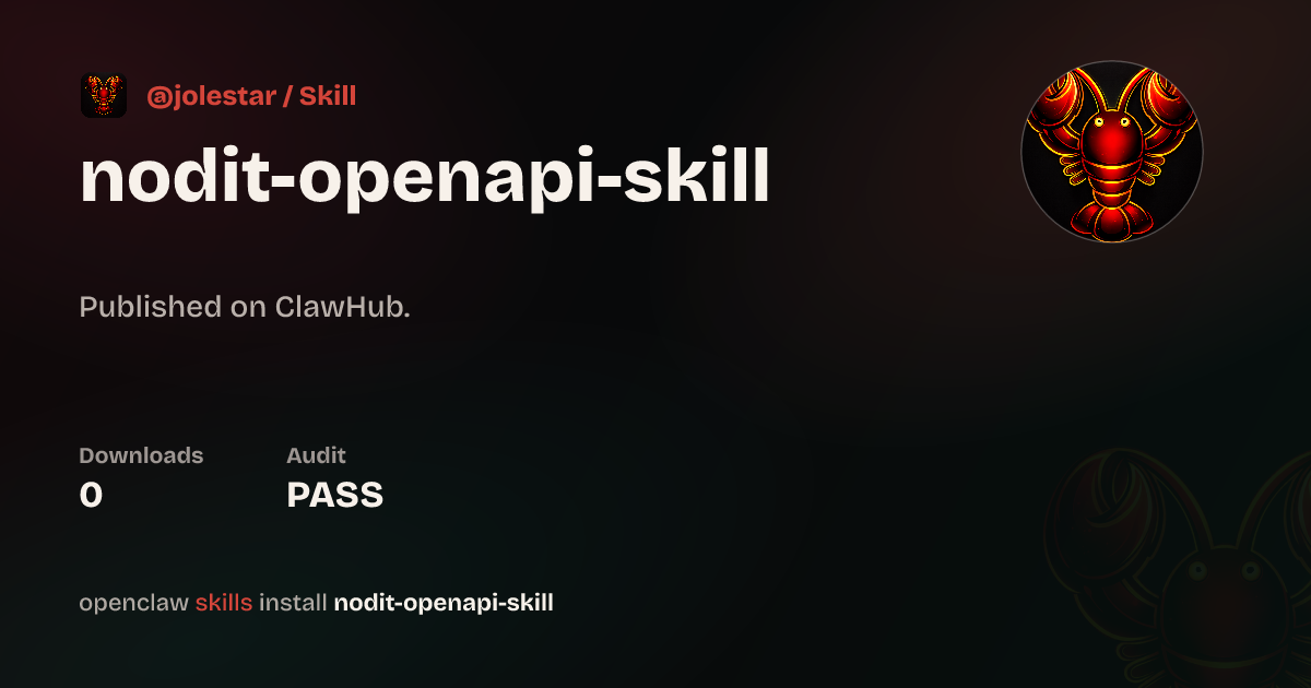ClawScan security · Nodit Openapi Skill — ClawHub