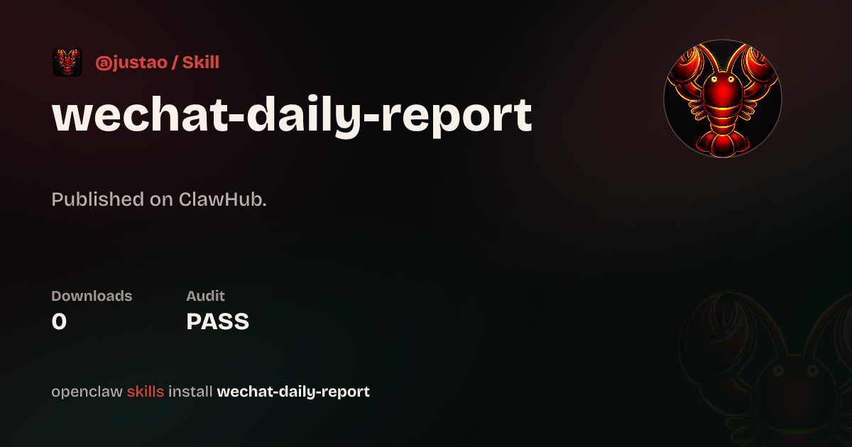 Static analysis security · wechat daily report — ClawHub