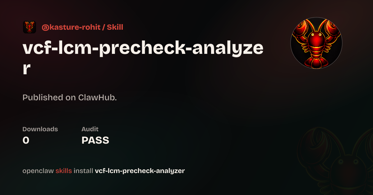 Static analysis security · VCF LCM Pre-check Analyzer — ClawHub