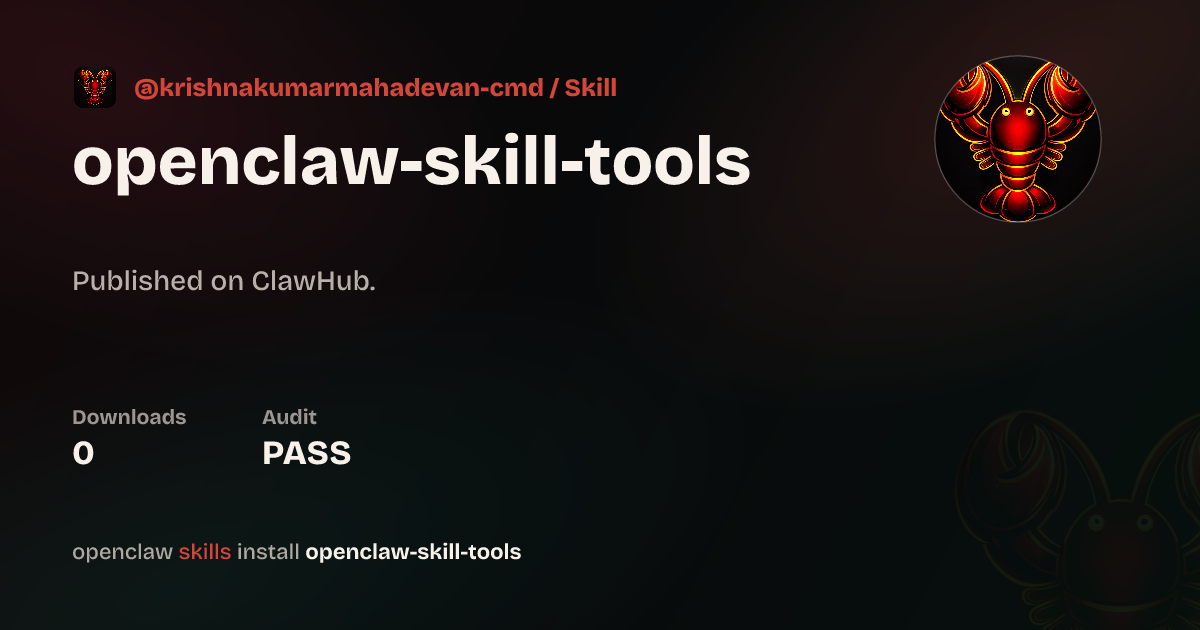 ClawScan security · Openclaw Skill Tools — ClawHub