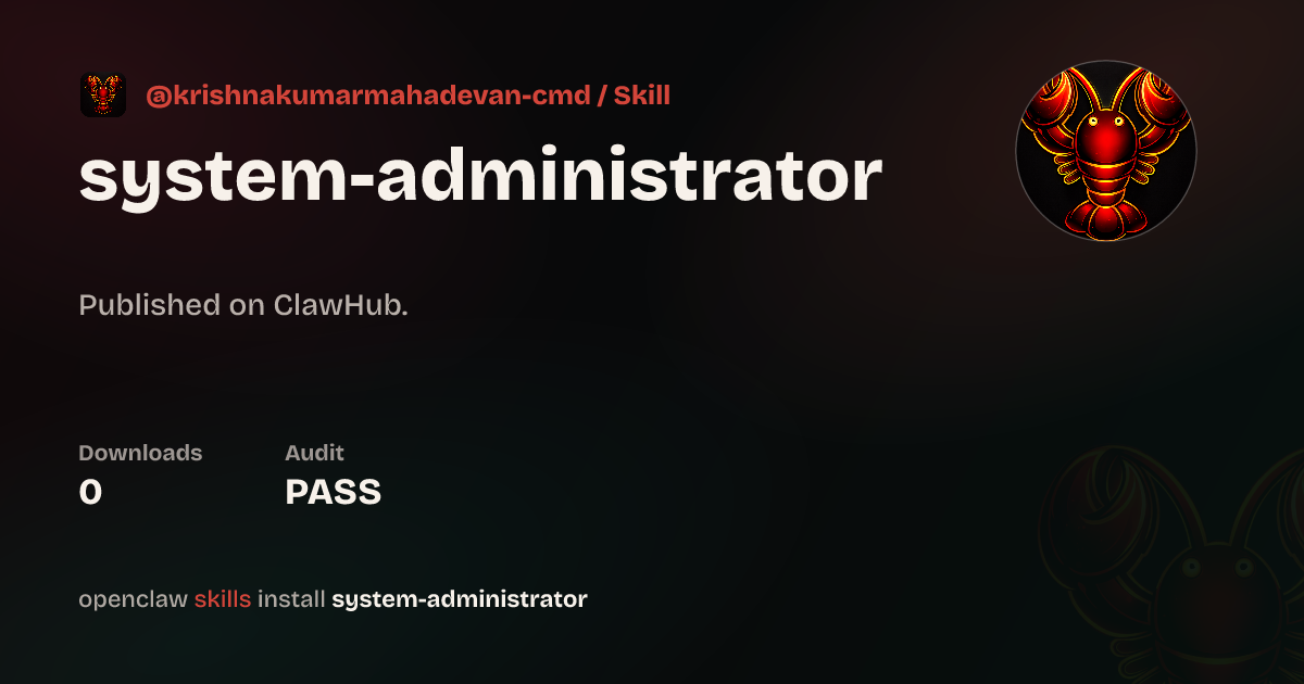System Administrator — ClawHub