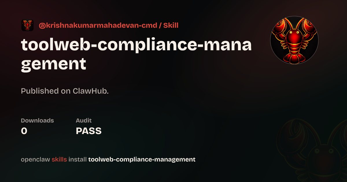 VirusTotal security · Compliance Management — ClawHub