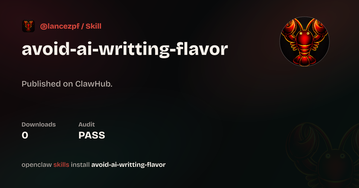 Static analysis security · avoid-ai-writting-flavor — ClawHub