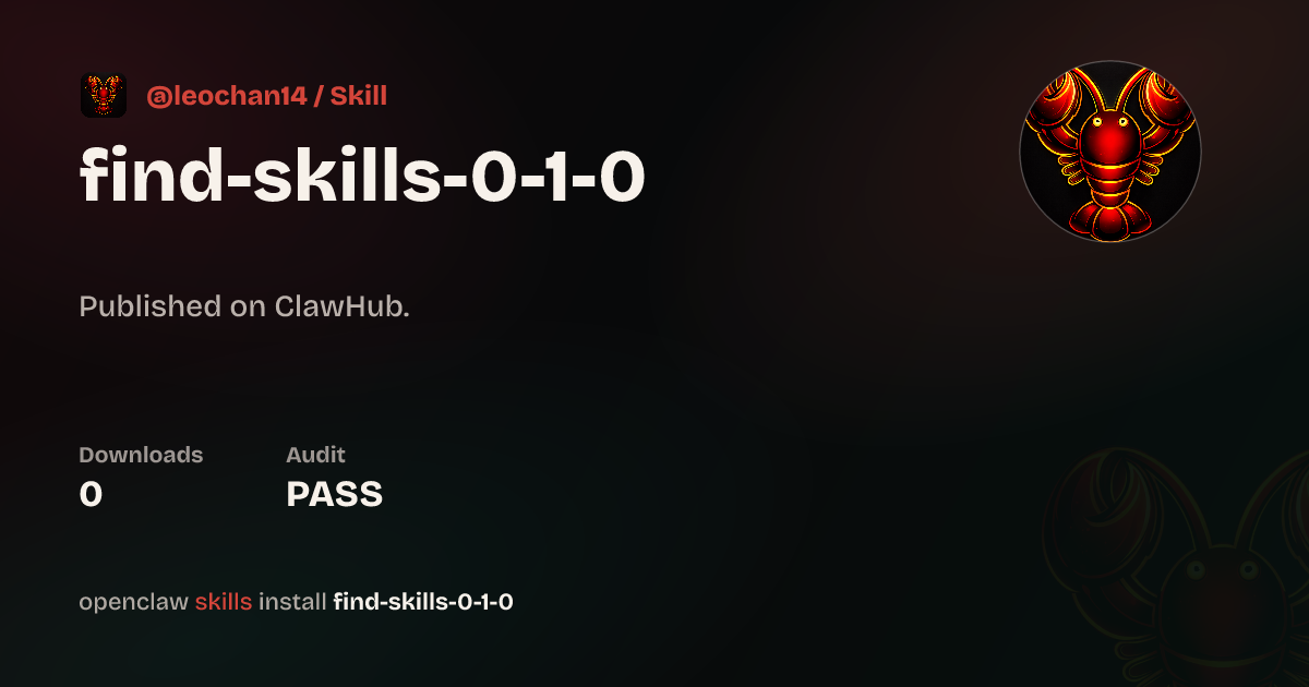 ClawScan security · Find Skills 0.1.0 — ClawHub